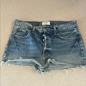 Agolde Distressed Blue Denim Shorts